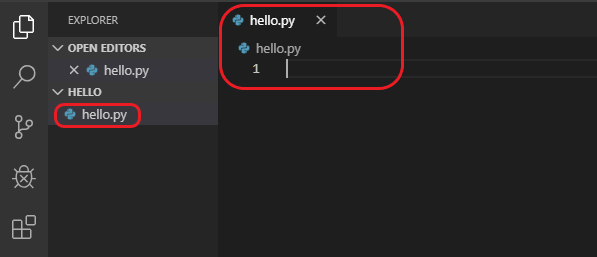 File Explorer---`hello.py`